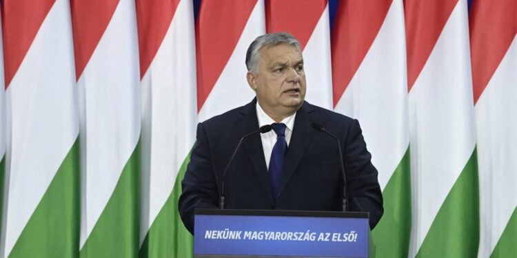 Embattled Orbán addresses Hungary in first appearance since country’s president quit in a scandal