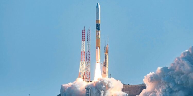 (FILES) This handout file photo taken on September 7, 2023 and released by Japan Aerospace Exploration Agency (JAXA) shows a H-IIA rocket carrying a small lunar surface probe and other objects lifting off from the Tanegashima Space Centre on Tanegashima island, Kagoshima prefecture. Japan's Moon SLIM probe "appears to have landed" on the lunar surface early on January 20, 2024, the governnment space agency JAXA said. (Photo by Handout / JAPAN AEROSPACE EXPLORATION AGENCY (JAXA) / AFP) / -----EDITORS NOTE --- RESTRICTED TO EDITORIAL USE - MANDATORY CREDIT "AFP PHOTO / Japan Aerospace Exploration Agency (JAXA) " - NO MARKETING - NO ADVERTISING CAMPAIGNS - DISTRIBUTED AS A SERVICE TO CLIENTS