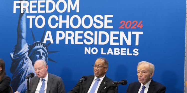 Third-party movement No Labels says it will field a 2024 presidential ticket