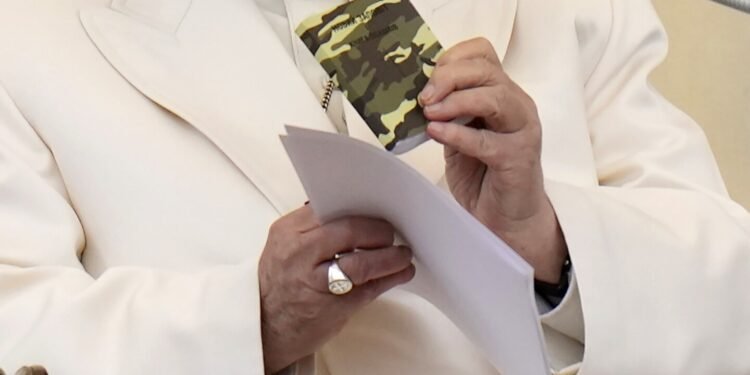 Pope shows off rosary of slain Ukrainian soldier, denounces ‘madness of war’