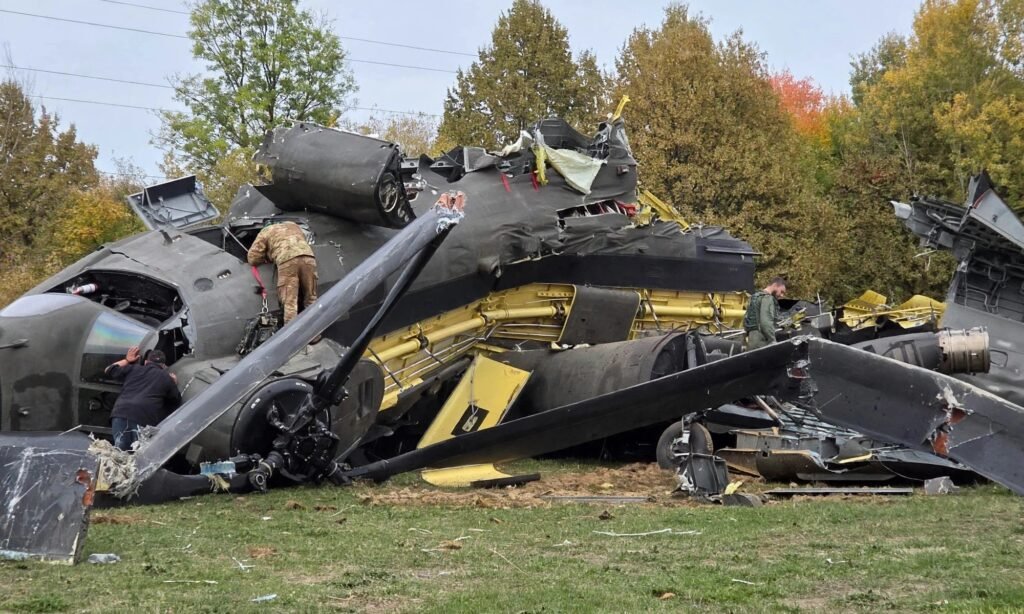 Military helicopter crashes, killing 4 people and injuring 11 others.